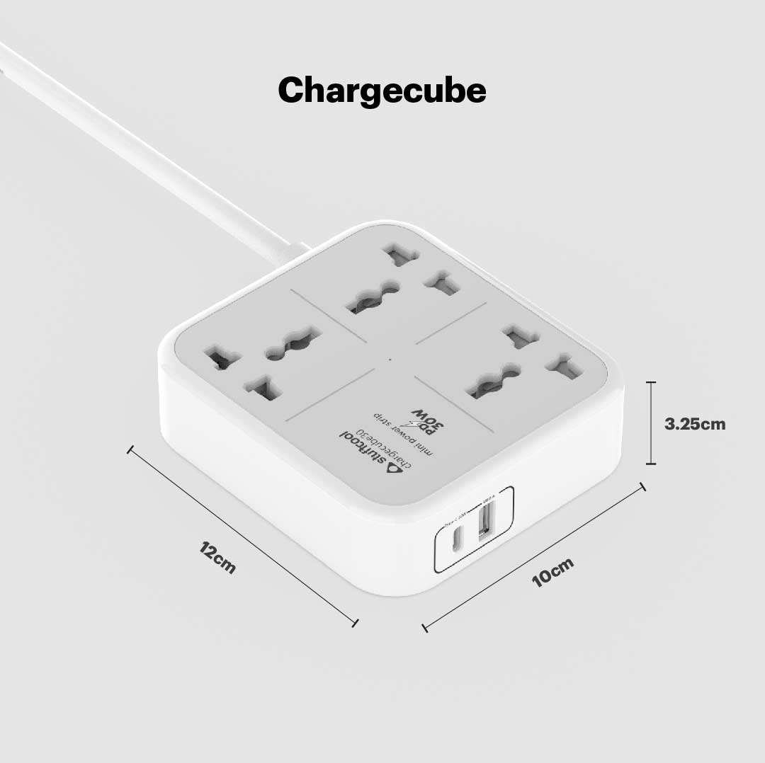 ChargeCube Mini Power Strip with 30W Type C output