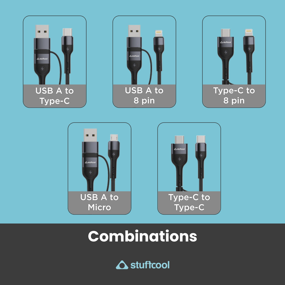 Cinco 5 In 1 Sync and charge cable 1.5 Meter