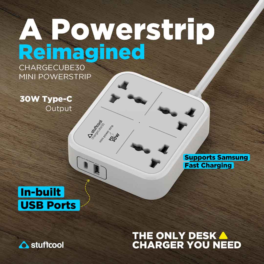 ChargeCube Mini Power Strip with 30W Type C output