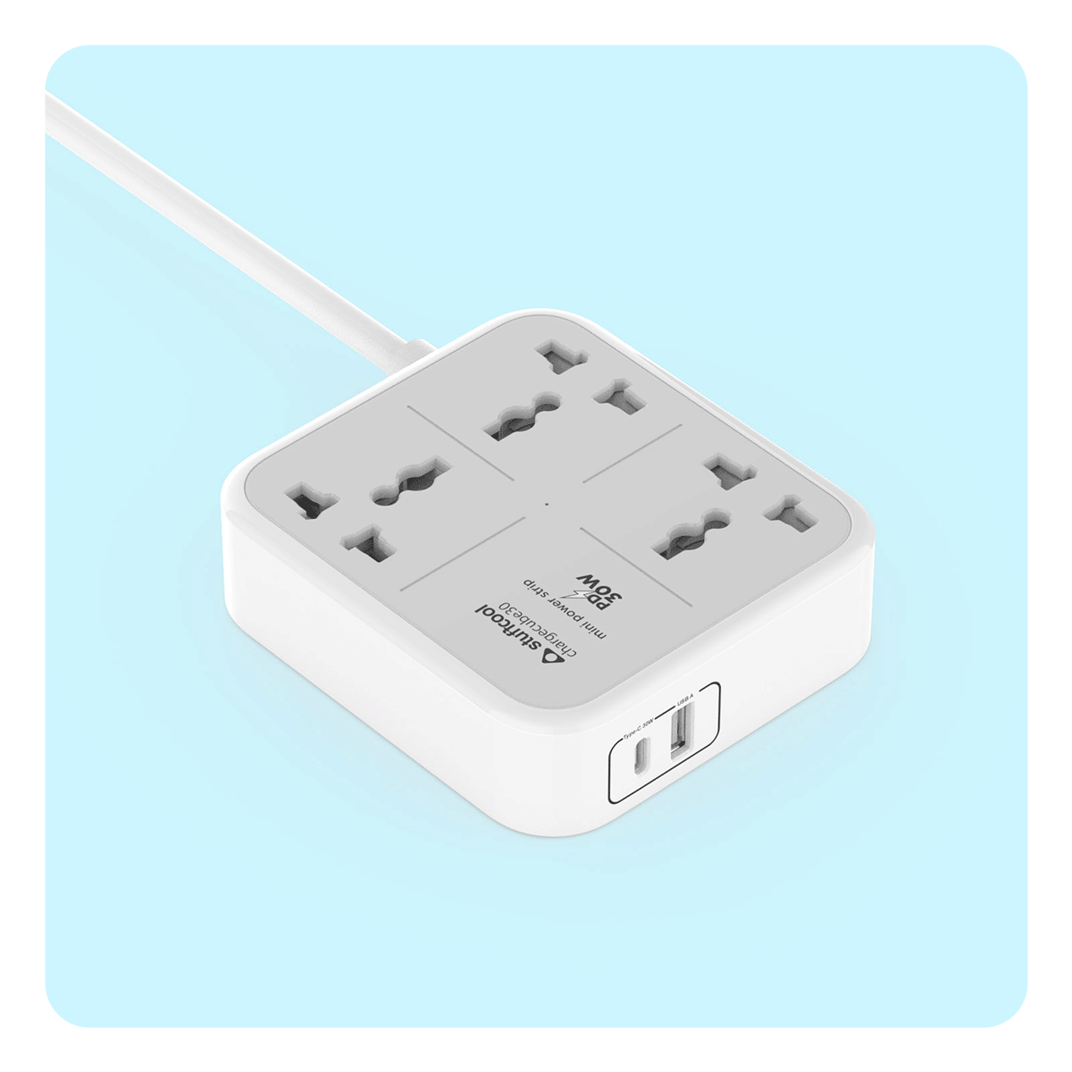 ChargeCube Mini Power Strip with 30W Type C output