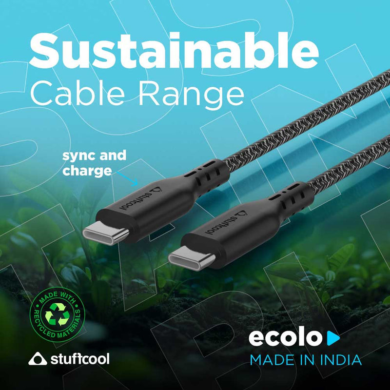 Ecolo Made From Recycled Plastic Type C to C PD100W 5A Sync & Charge Cable