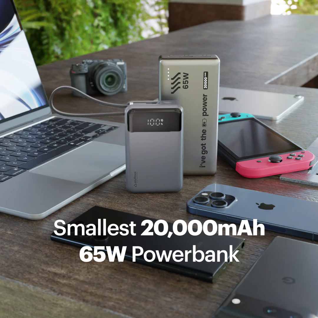 Giga smallest 65W 20000 mAh Powerbank With Built-in Type C Cable