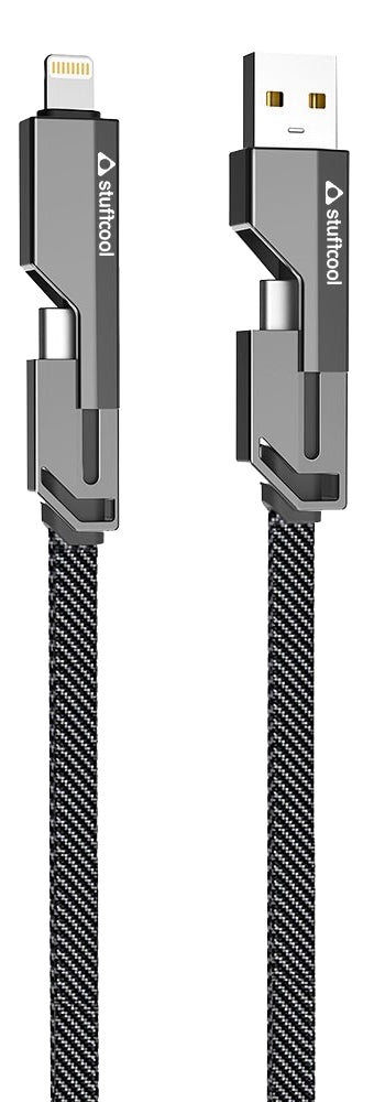 Quad Pro 4 in 1 Indestructible Cable with lightning to type C, type C to C, lightning to USB A