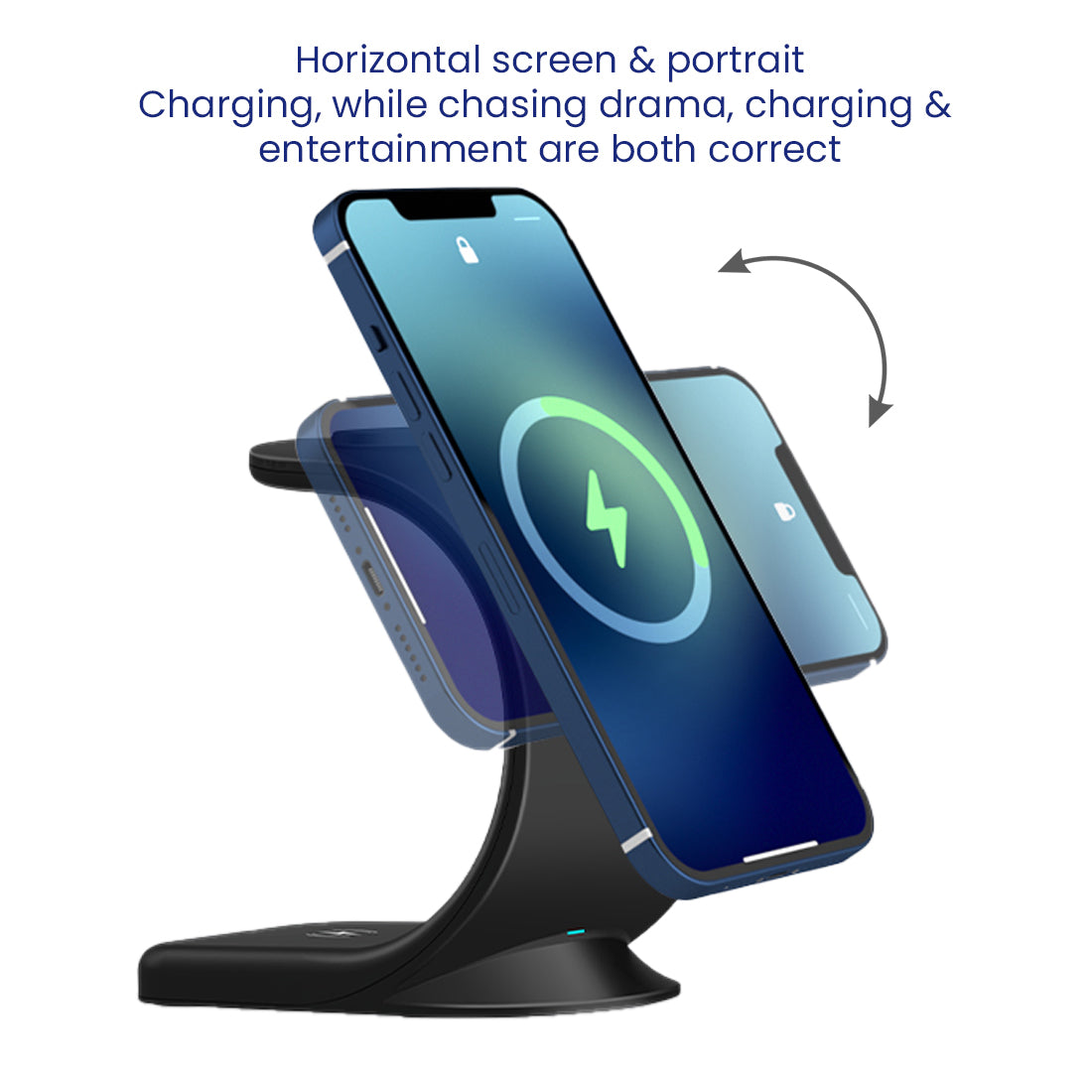 WC 360 Magnetic 3-in-1 Wireless Charging Station With 18W QC3.0 Wall Charger included